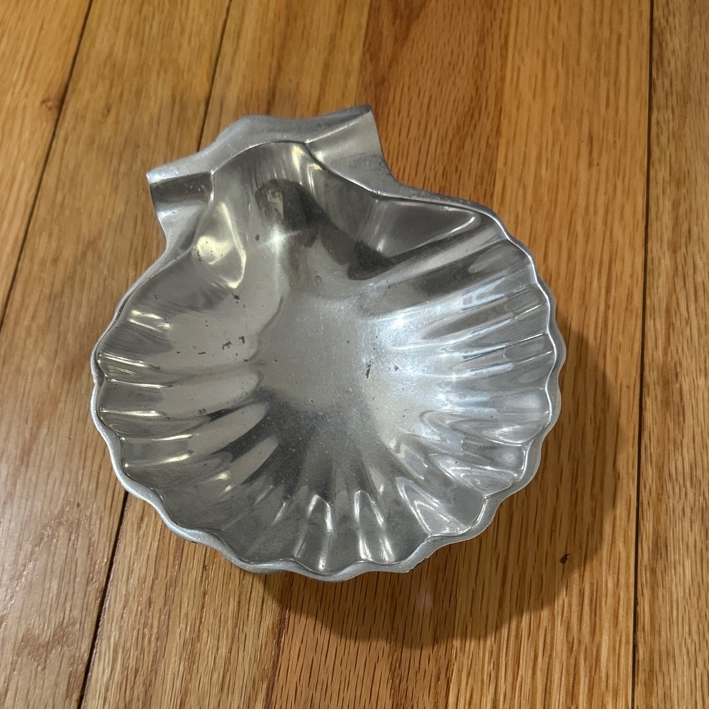 SET OF 2, Pewter Shell jewelry or trinket dish